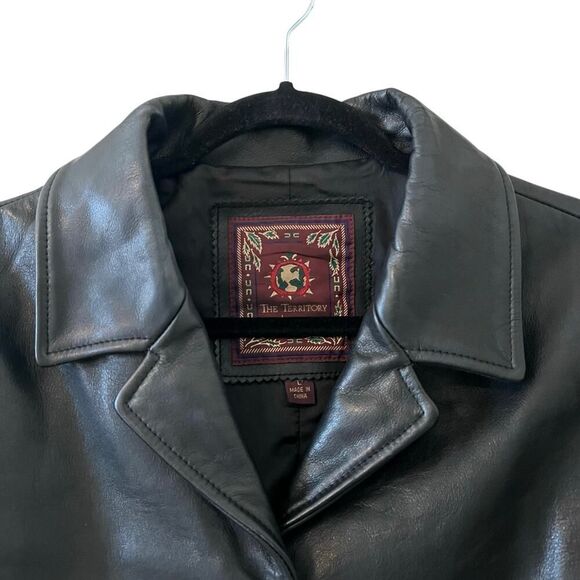 The Territory Ahead Women’s Button Front Black Leather Jacket Size L - Picture 2 of 13